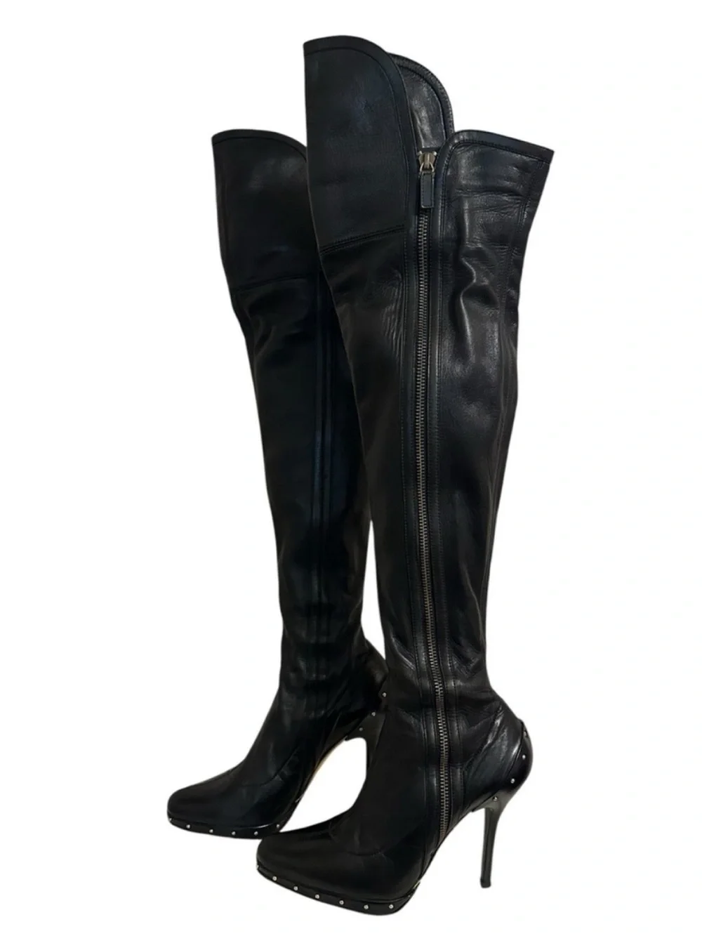 GUCCI Tom Ford Era Black Leather Studded Platform OTK Runway Boot Y2K Fall 2003